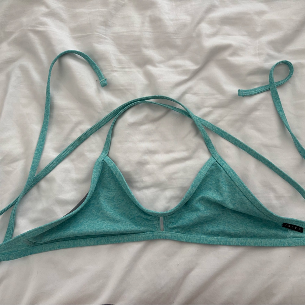 Jolyn Clothing Aqua and Gray Bikini Top